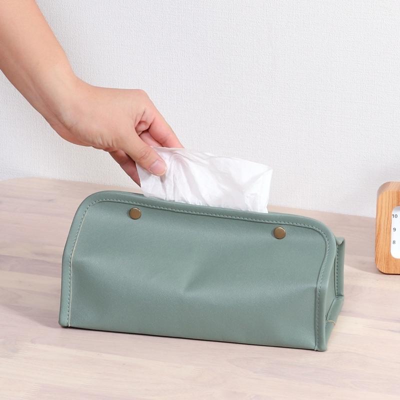 6個セット まとめ買い ＰＵレザー調ティッシュケース グリーン おしゃれ ティッシュボックス ボックスティッシュカバー 高級感 |  | 04