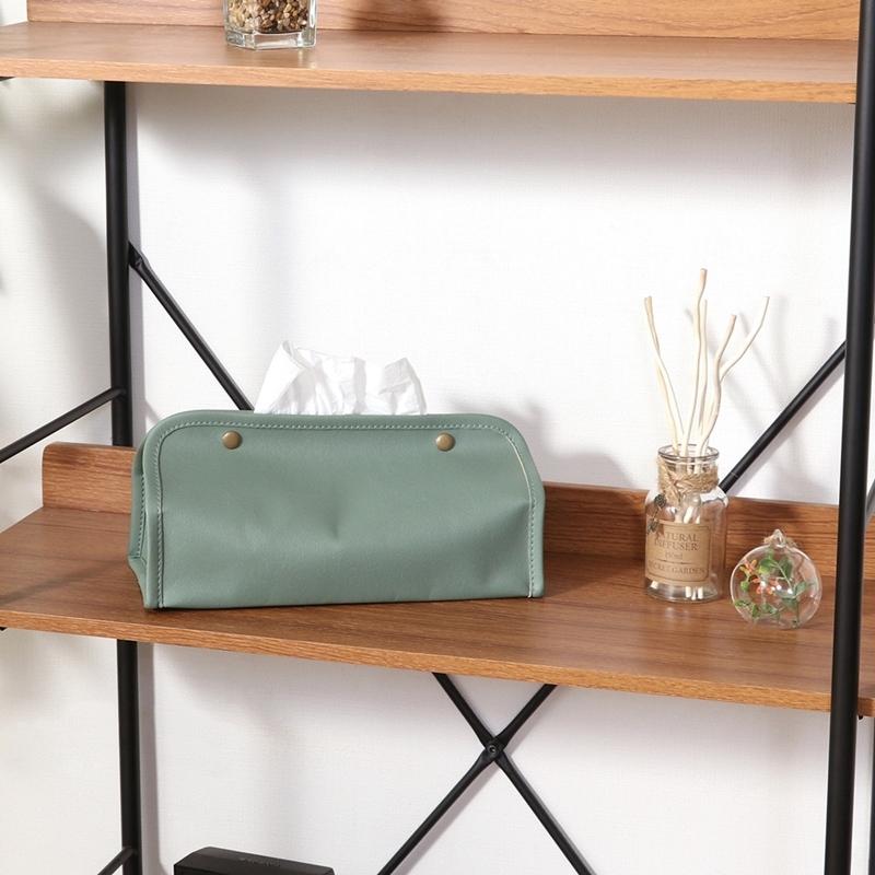 6個セット まとめ買い ＰＵレザー調ティッシュケース グリーン おしゃれ ティッシュボックス ボックスティッシュカバー 高級感 |  | 06