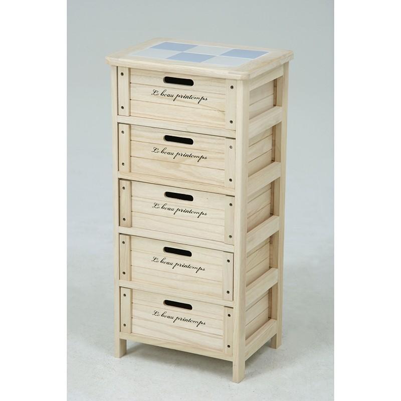 木製5段ボックス 野菜ストッカー 幅40cm チェスト 引き出し収納 タイル 桐 たんす キッチン収納 台所  収納ボックス キャビネット シンプ |  | 01