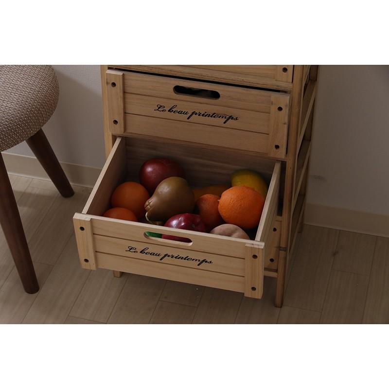 木製5段ボックス 野菜ストッカー 幅40cm チェスト 引き出し収納 タイル 桐 たんす キッチン収納 台所  収納ボックス キャビネット シンプ |  | 04