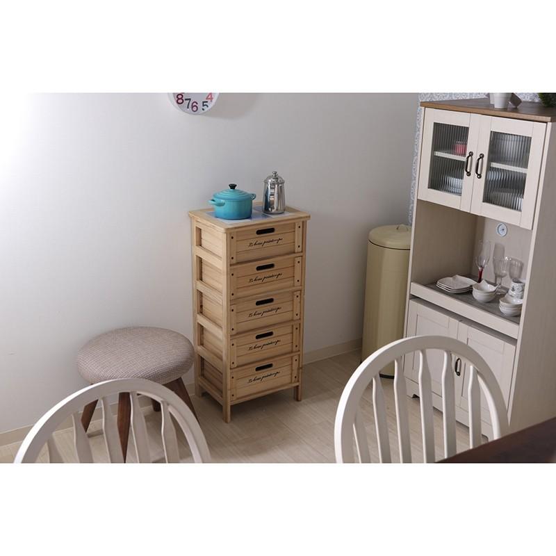 木製5段ボックス 野菜ストッカー 幅40cm チェスト 引き出し収納 タイル 桐 たんす キッチン収納 台所  収納ボックス キャビネット シンプ |  | 05