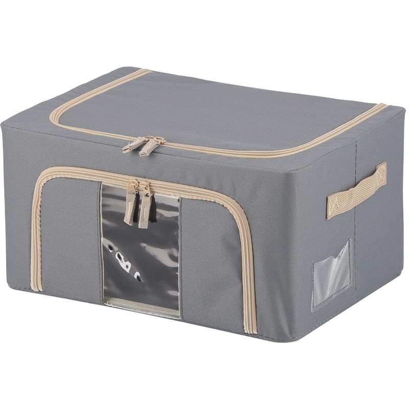 6個セット まとめ買い 窓付＆積み重ね収納ボックス 22L グレー 取っ手付き ストレージボックス 収納ケース インナーボックス 押し入れ収納 クローゼット | 