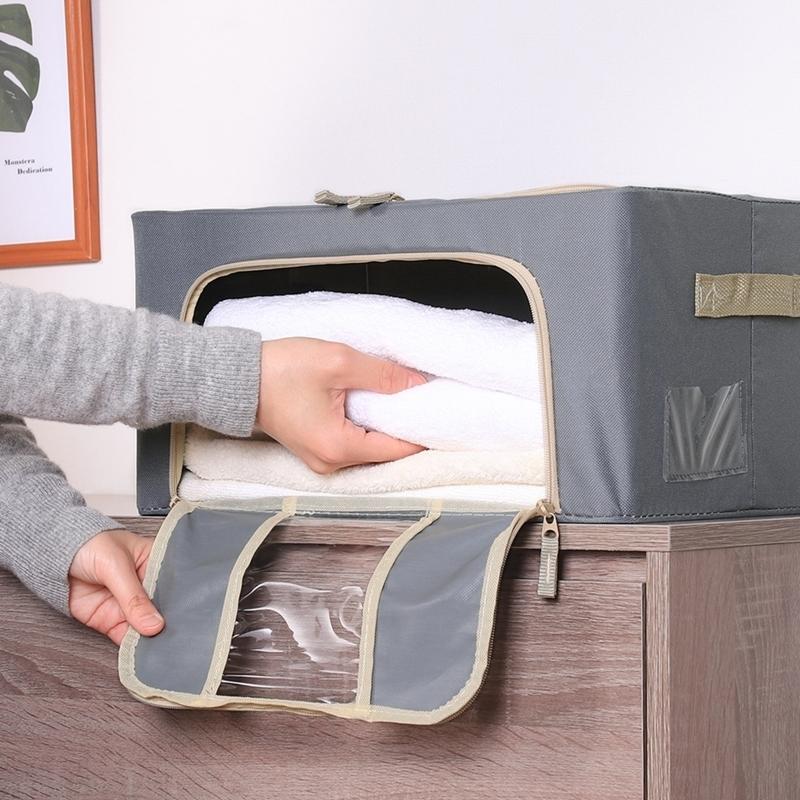 6個セット まとめ買い 窓付＆積み重ね収納ボックス 22L グレー 取っ手付き ストレージボックス 収納ケース インナーボックス 押し入れ収納 クローゼット |  | 05