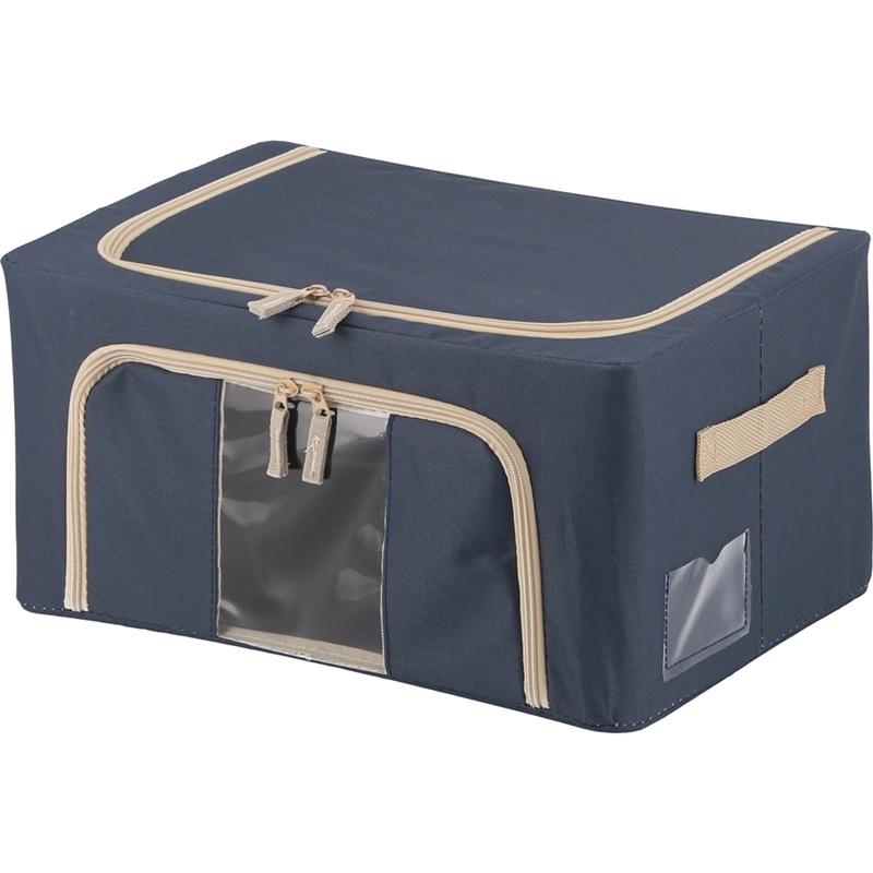 6個セット まとめ買い 窓付＆積み重ね収納ボックス 22L ブルー 取っ手付き ストレージボックス 収納ケース 押し入れ収納 クローゼット スタッキング | 