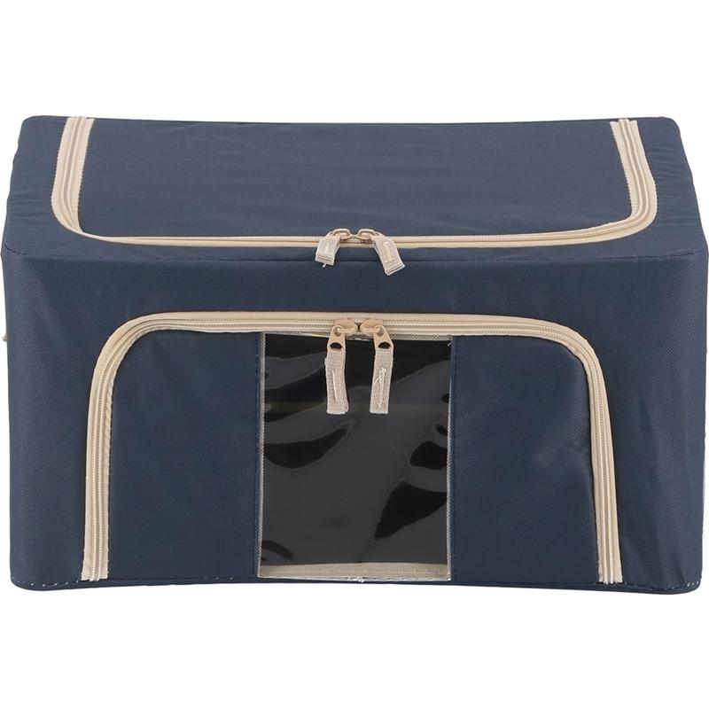 6個セット まとめ買い 窓付＆積み重ね収納ボックス 22L ブルー 取っ手付き ストレージボックス 収納ケース 押し入れ収納 クローゼット スタッキング |  | 01