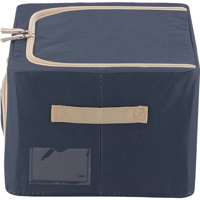 6個セット まとめ買い 窓付＆積み重ね収納ボックス 22L ブルー 取っ手付き ストレージボックス 収納ケース 押し入れ収納 クローゼット スタッキング |  | 02