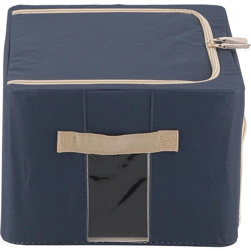 6個セット まとめ買い 窓付＆積み重ね収納ボックス 22L ブルー 取っ手付き ストレージボックス 収納ケース 押し入れ収納 クローゼット スタッキング |  | 04