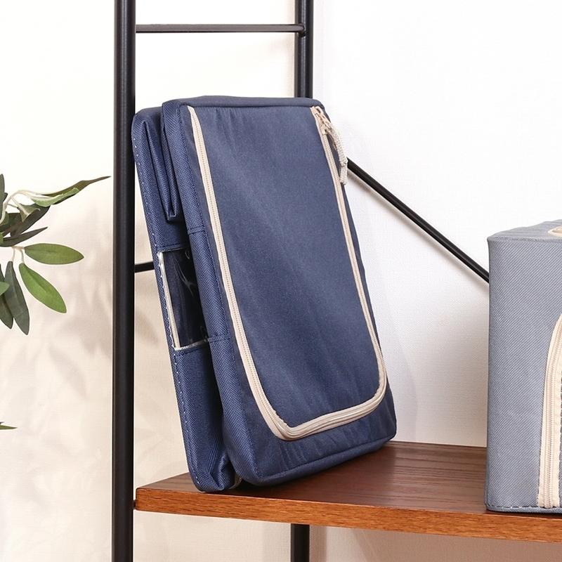 6個セット まとめ買い 窓付＆積み重ね収納ボックス 22L ブルー 取っ手付き ストレージボックス 収納ケース 押し入れ収納 クローゼット スタッキング |  | 06