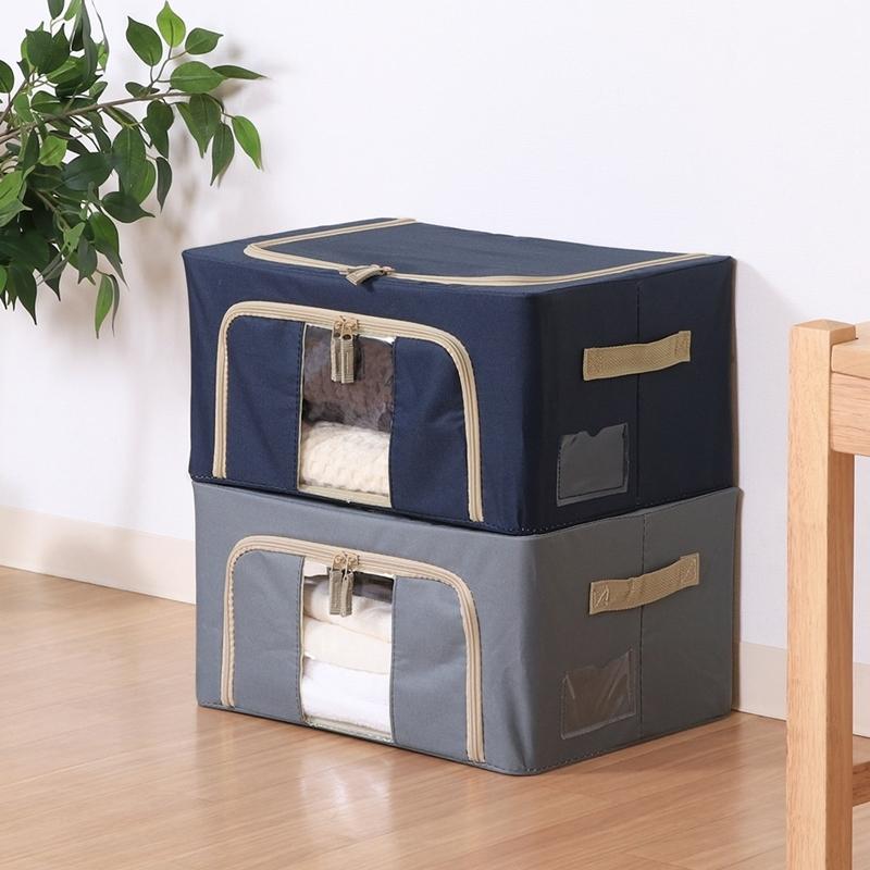 6個セット まとめ買い 窓付＆積み重ね収納ボックス 22L ブルー 取っ手付き ストレージボックス 収納ケース 押し入れ収納 クローゼット スタッキング |  | 07