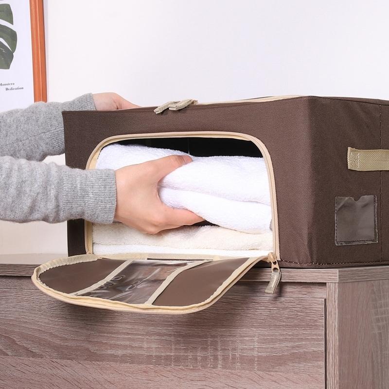 6個セット まとめ買い 窓付＆積み重ね収納ボックス 22L ブラウン 取っ手付き ストレージボックス 収納ケース 押し入れ収納 クローゼット スタッキング |  | 05