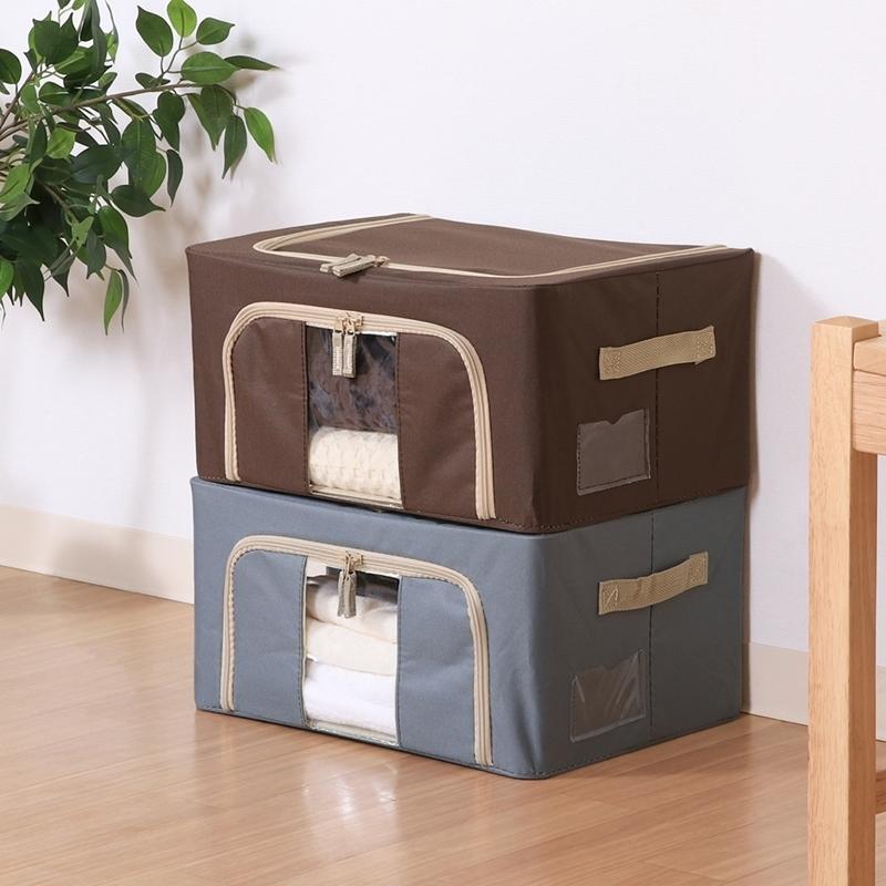 6個セット まとめ買い 窓付＆積み重ね収納ボックス 22L ブラウン 取っ手付き ストレージボックス 収納ケース 押し入れ収納 クローゼット スタッキング |  | 07