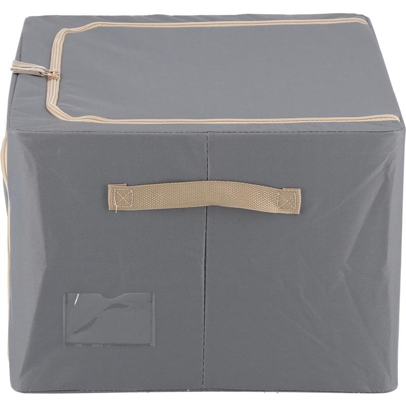 6個セット まとめ買い 窓付＆積み重ね収納ボックス 55L グレー 取っ手付き ストレージボックス 収納ケース 押し入れ収納 クローゼット スタッキング |  | 02