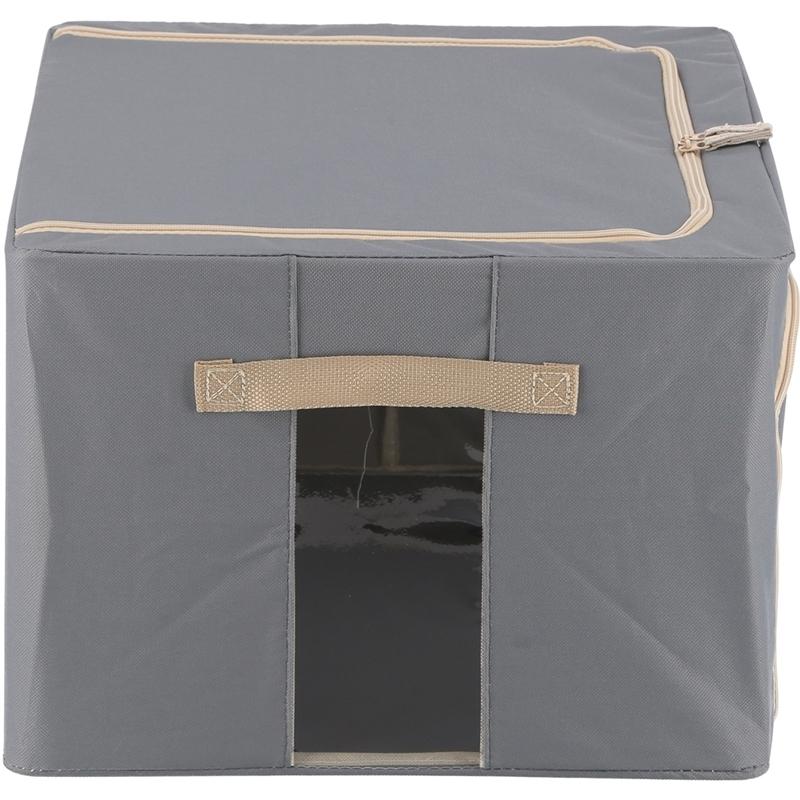 6個セット まとめ買い 窓付＆積み重ね収納ボックス 55L グレー 取っ手付き ストレージボックス 収納ケース 押し入れ収納 クローゼット スタッキング |  | 04