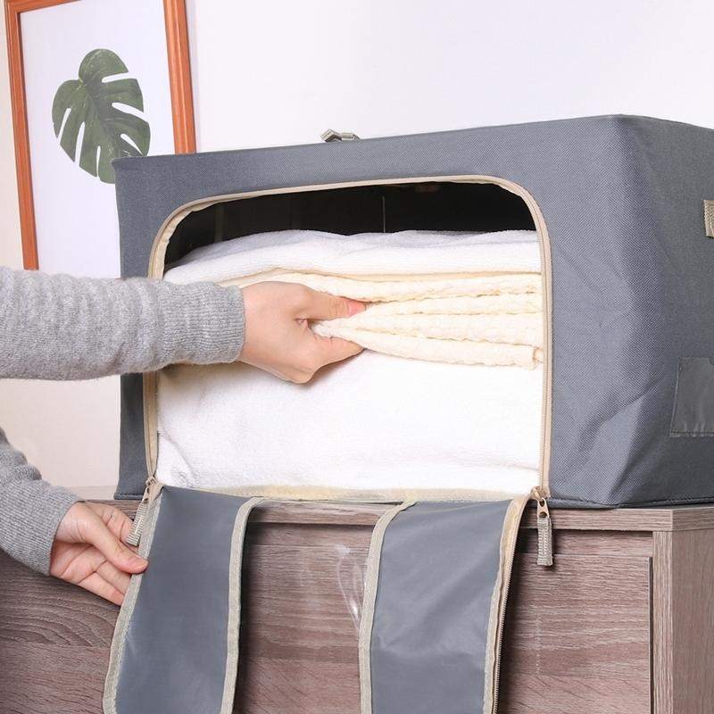 6個セット まとめ買い 窓付＆積み重ね収納ボックス 55L グレー 取っ手付き ストレージボックス 収納ケース 押し入れ収納 クローゼット スタッキング |  | 05