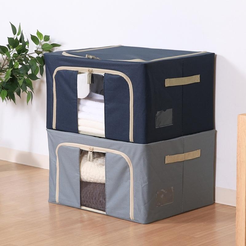 6個セット まとめ買い 窓付＆積み重ね収納ボックス 55L ブルー 取っ手付き ストレージボックス 収納ケース 押し入れ収納 クローゼット スタッキング |  | 07