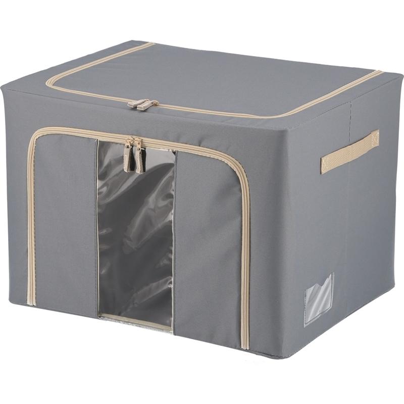 6個セット まとめ買い 窓付＆積み重ね収納ボックス 72L グレー 取っ手付き ストレージボックス 収納ケース 押し入れ収納 クローゼット スタッキング | 