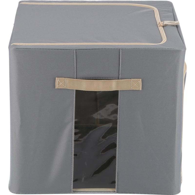 6個セット まとめ買い 窓付＆積み重ね収納ボックス 72L グレー 取っ手付き ストレージボックス 収納ケース 押し入れ収納 クローゼット スタッキング |  | 03
