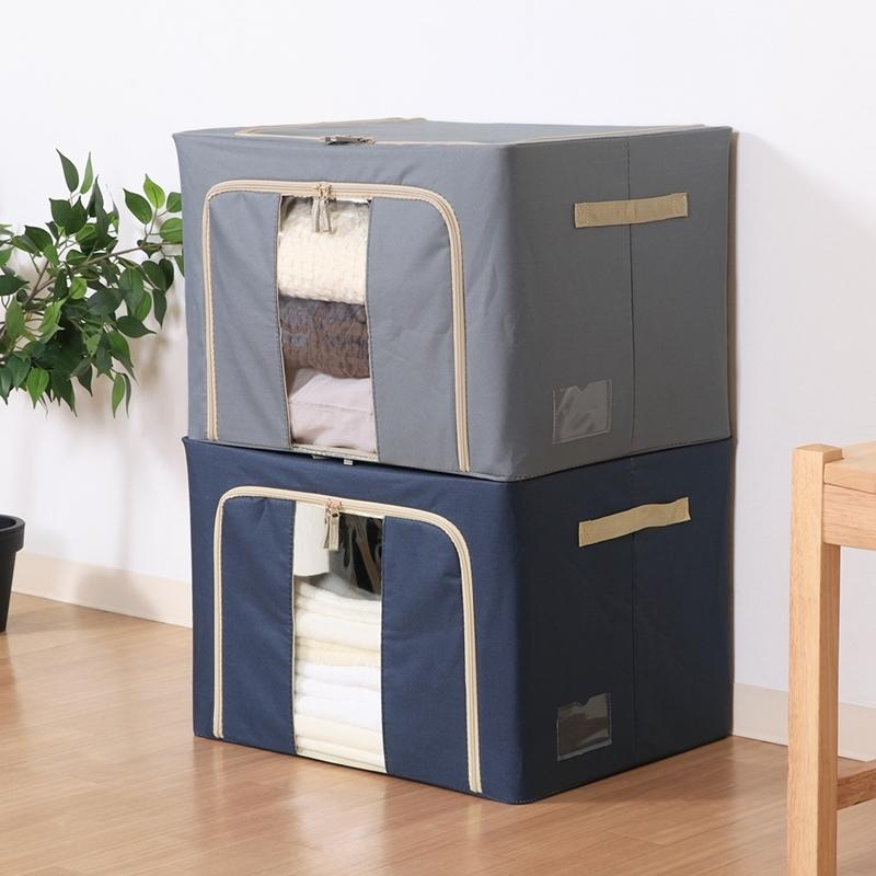 6個セット まとめ買い 窓付＆積み重ね収納ボックス 72L グレー 取っ手付き ストレージボックス 収納ケース 押し入れ収納 クローゼット スタッキング |  | 06