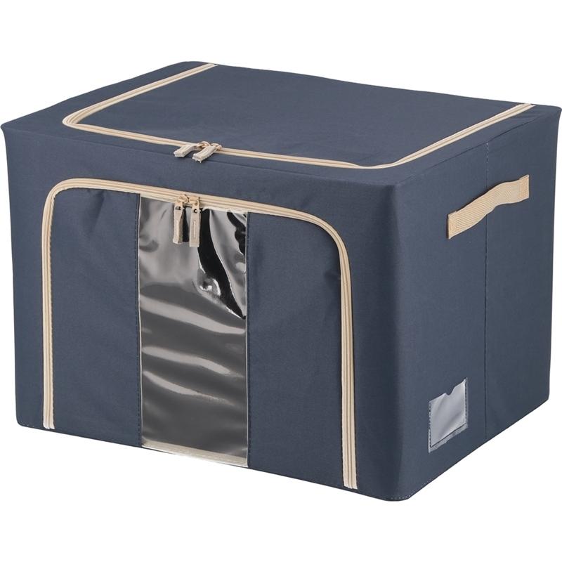 6個セット まとめ買い 窓付＆積み重ね収納ボックス 72L ブルー 取っ手付き ストレージボックス 収納ケース 押し入れ収納 クローゼット スタッキング | 