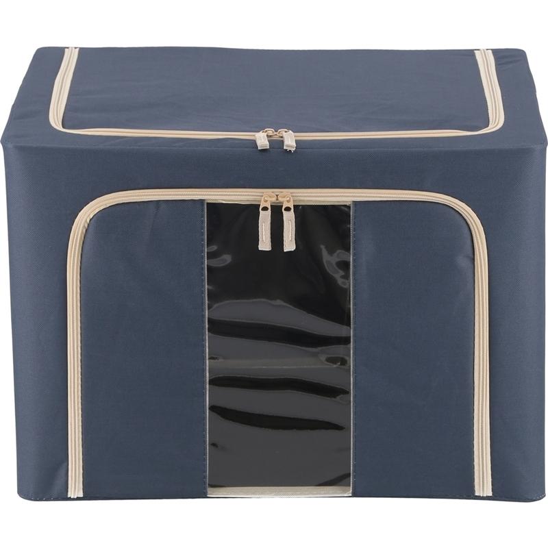 6個セット まとめ買い 窓付＆積み重ね収納ボックス 72L ブルー 取っ手付き ストレージボックス 収納ケース 押し入れ収納 クローゼット スタッキング |  | 01