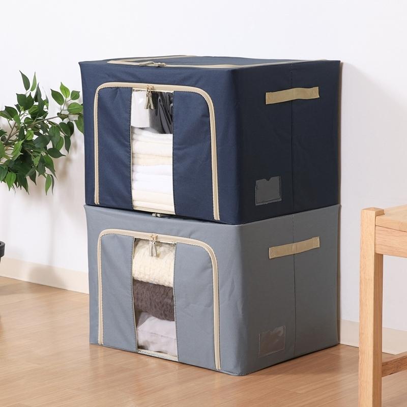 6個セット まとめ買い 窓付＆積み重ね収納ボックス 72L ブルー 取っ手付き ストレージボックス 収納ケース 押し入れ収納 クローゼット スタッキング |  | 07