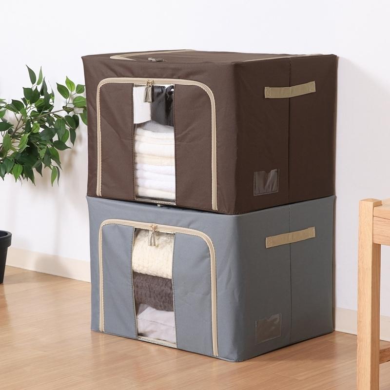 6個セット まとめ買い 窓付＆積み重ね収納ボックス 72L ブラウン 取っ手付き ストレージボックス 収納ケース 押し入れ収納 クローゼット スタッキング |  | 07