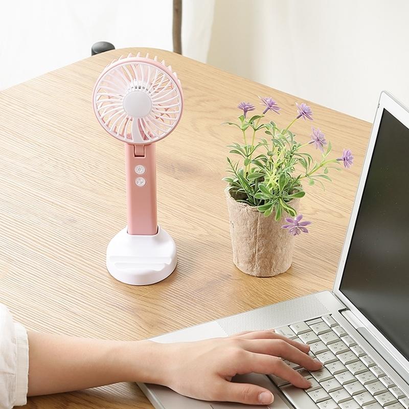 6個セット まとめ買い ミニＬＥＤ付ハンディファン ピンク 卓上 ハンディ 携帯 持ち歩く 小型扇風機 おしゃれ かわいい |  | 06
