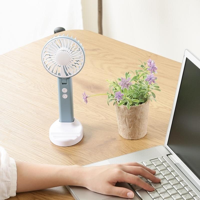 6個セット まとめ買い ミニＬＥＤ付ハンディファン ブルー 卓上 ハンディ 携帯 持ち歩く 小型扇風機 おしゃれ かわいい |  | 06