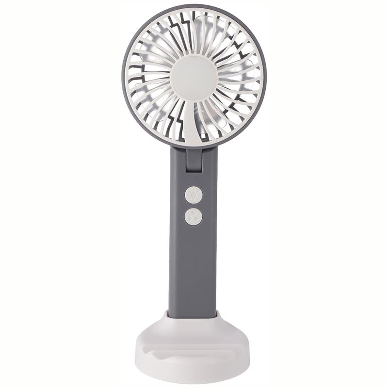 6個セット まとめ買い ミニＬＥＤ付ハンディファン グレー 卓上 ハンディ 携帯 持ち歩く 小型扇風機 おしゃれ かわいい | 