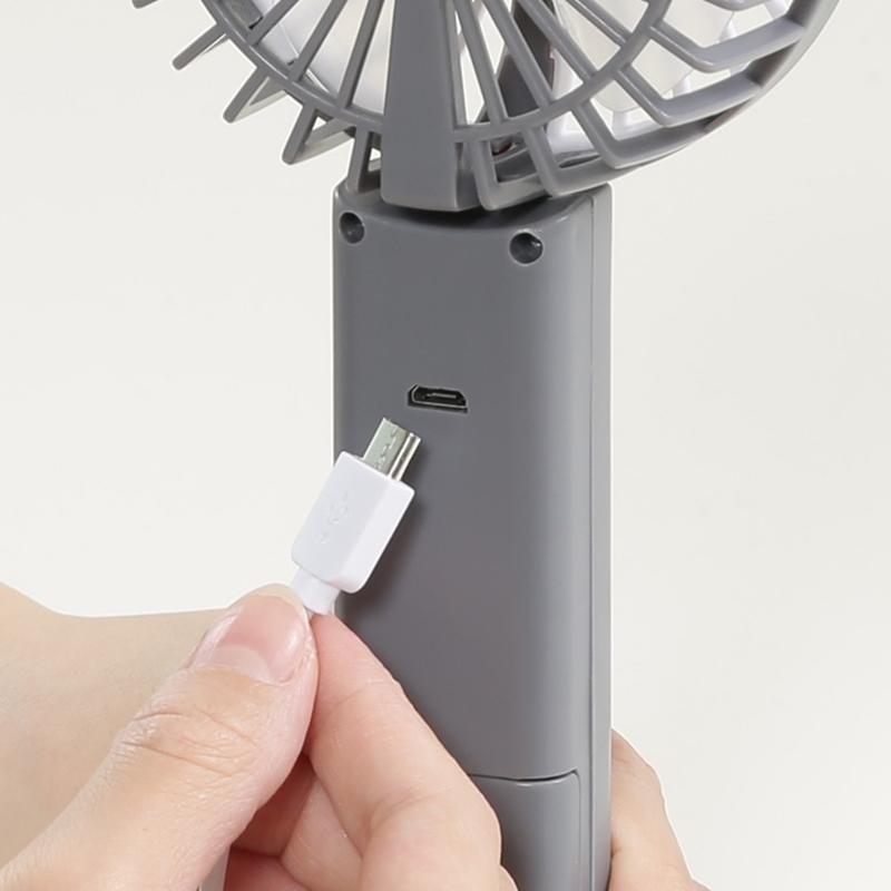 6個セット まとめ買い ミニＬＥＤ付ハンディファン グレー 卓上 ハンディ 携帯 持ち歩く 小型扇風機 おしゃれ かわいい |  | 03