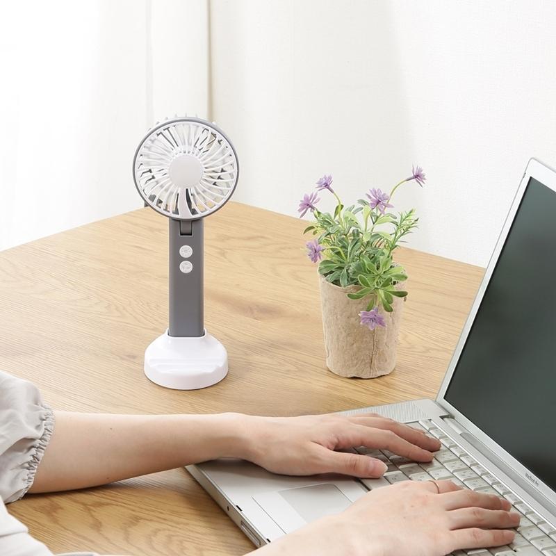 6個セット まとめ買い ミニＬＥＤ付ハンディファン グレー 卓上 ハンディ 携帯 持ち歩く 小型扇風機 おしゃれ かわいい |  | 06