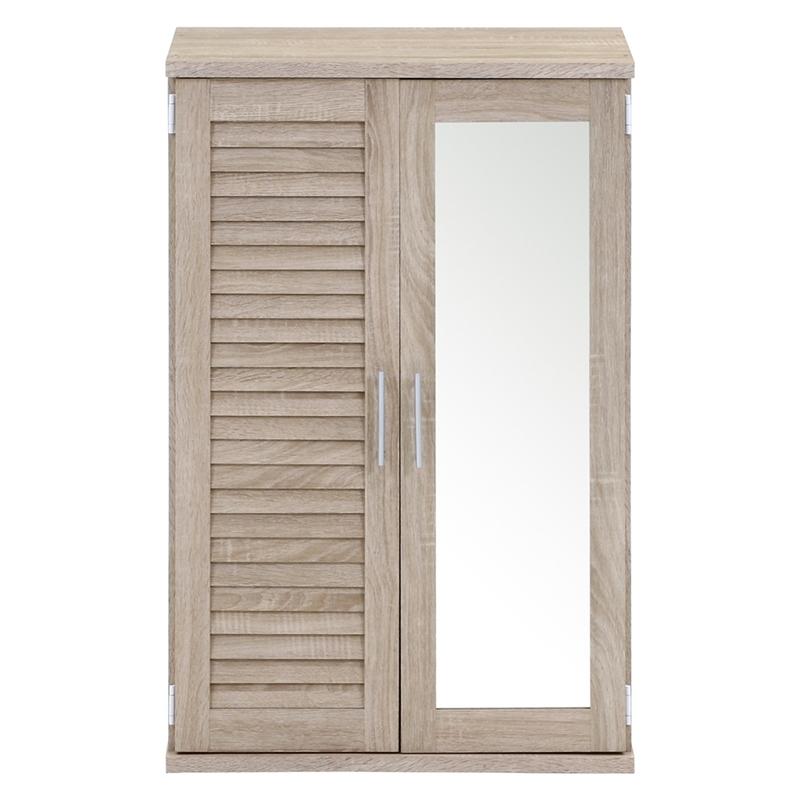 ルーバー＆ミラー付きシューズボックス 幅60cm ホワイトオーク 下駄箱 シューズ ボックス シューズラック スリム 鏡付き 可動棚 収納 玄関収納 靴箱 通気性 |  | 02