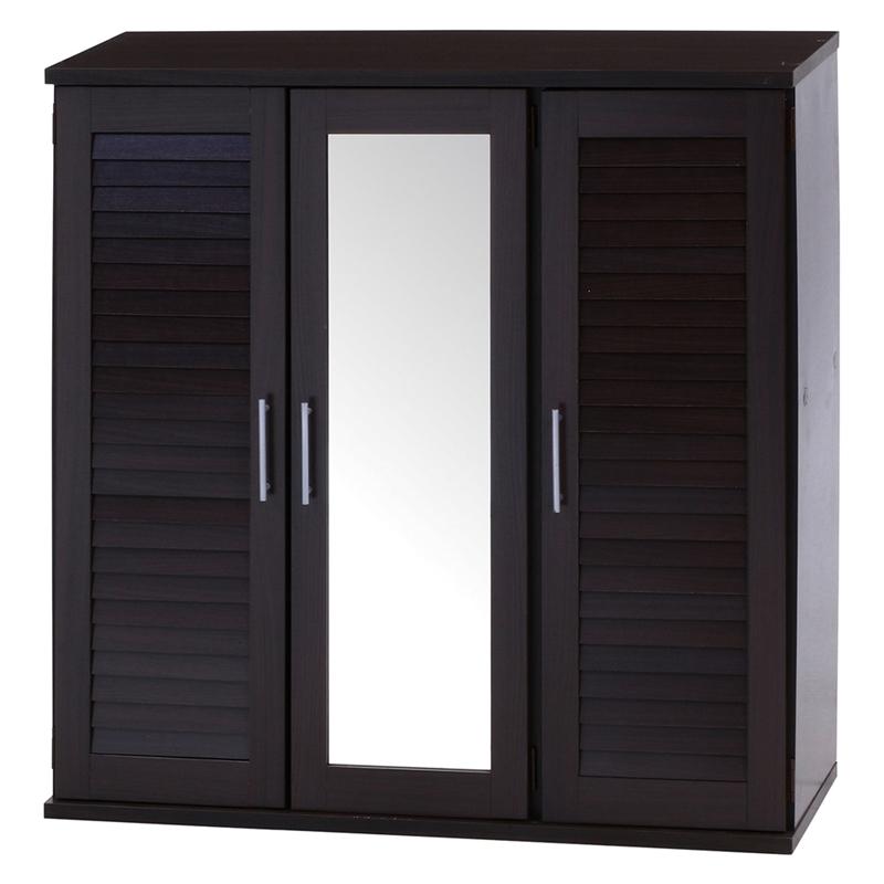 ルーバー＆ミラー付きシューズボックス 幅90cm ブラウン 下駄箱 シューズ ボックス シューズラック スリム 鏡付き 可動棚 大容量収納 玄関収納 靴箱 通気性 | 