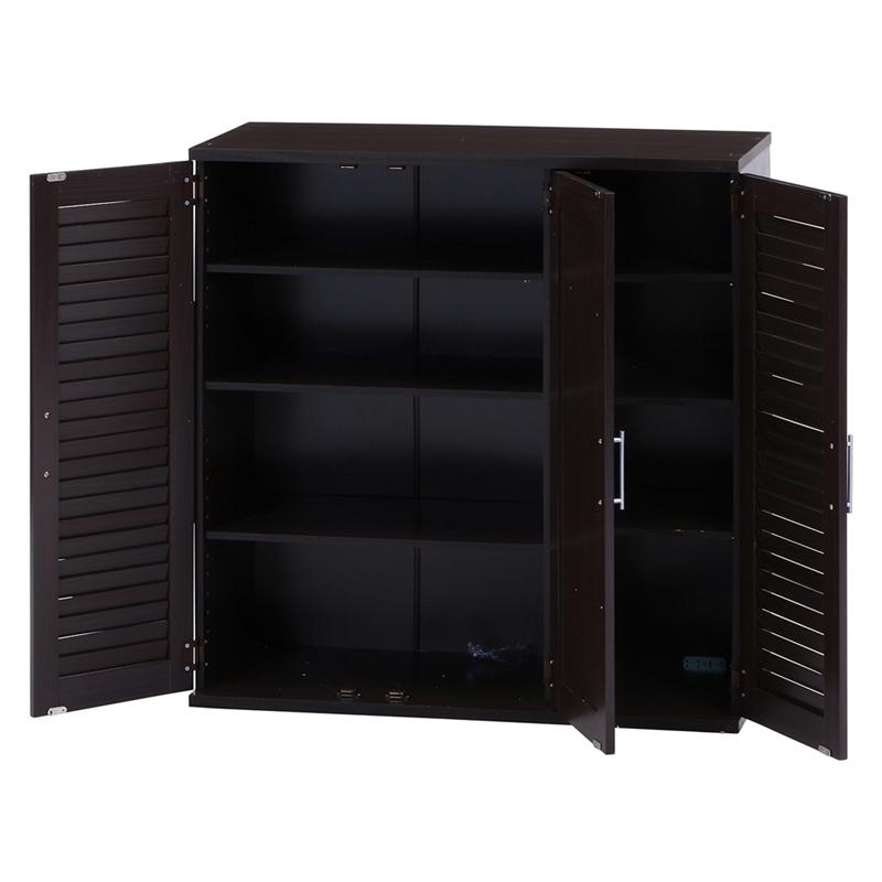 ルーバー＆ミラー付きシューズボックス 幅90cm ブラウン 下駄箱 シューズ ボックス シューズラック スリム 鏡付き 可動棚 大容量収納 玄関収納 靴箱 通気性 |  | 01