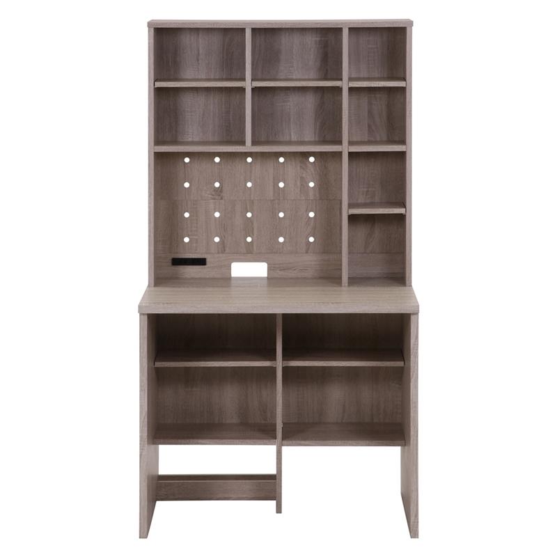 大容量収納付きデスク ホワイトオーク 幅85cm コンセント付き 学習机 勉強机 書斎机 ワークデスク パソコンデスク 本棚 モダン PCデスク オフィスデスク 書棚 |  | 01