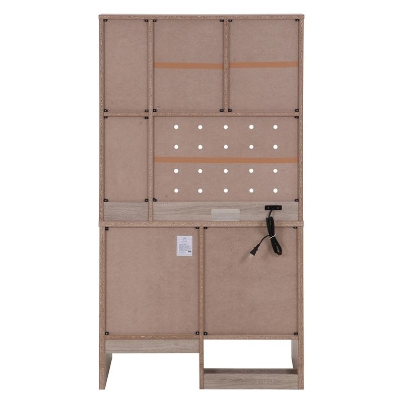 大容量収納付きデスク ホワイトオーク 幅85cm コンセント付き 学習机 勉強机 書斎机 ワークデスク パソコンデスク 本棚 モダン PCデスク オフィスデスク 書棚 |  | 03