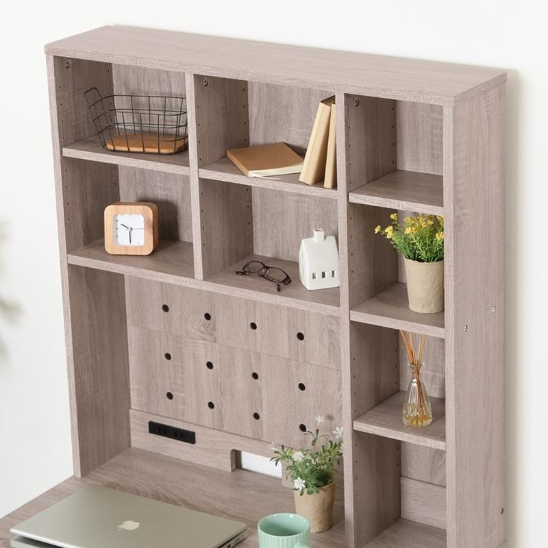 大容量収納付きデスク ホワイトオーク 幅85cm コンセント付き 学習机 勉強机 書斎机 ワークデスク パソコンデスク 本棚 モダン PCデスク オフィスデスク 書棚 |  | 04