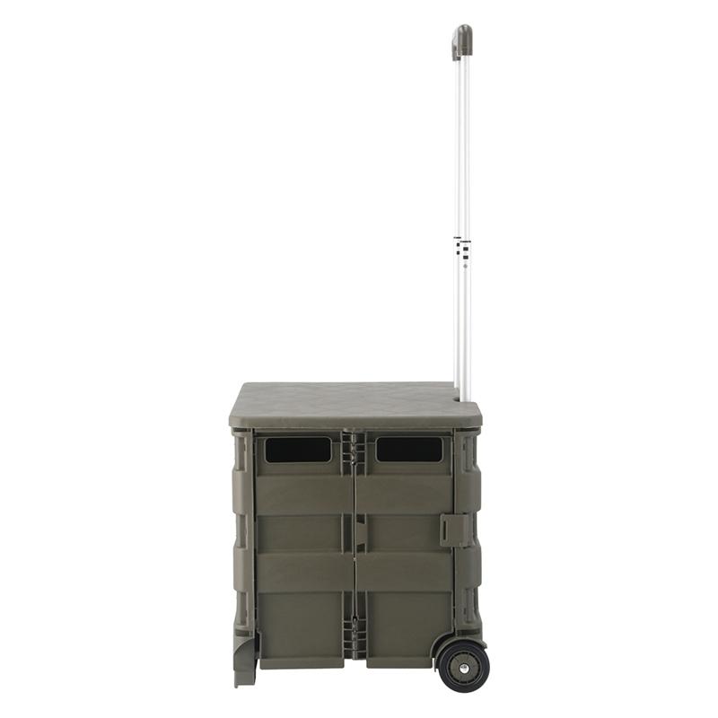 3個セット まとめ買い フォールディングキャリーカート Ｌサイズ 蓋付き カーキ 折りたたみ ワゴン キャンプ レジャー アウトドア 耐荷重25kg |  | 02