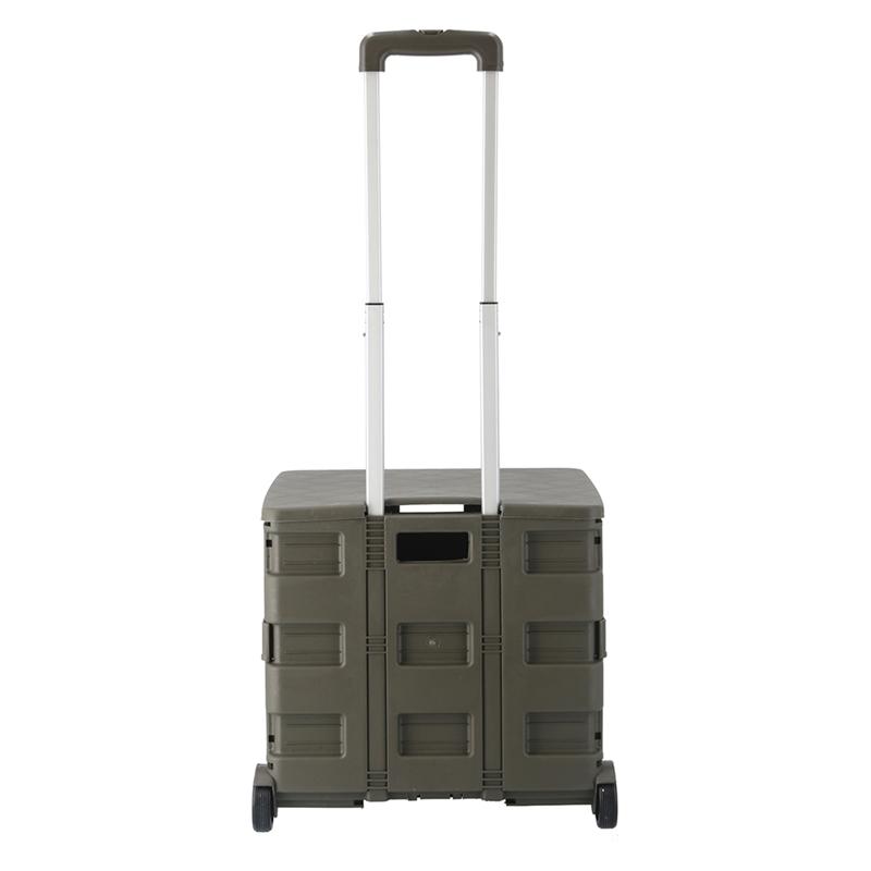 3個セット まとめ買い フォールディングキャリーカート Ｌサイズ 蓋付き カーキ 折りたたみ ワゴン キャンプ レジャー アウトドア 耐荷重25kg |  | 03