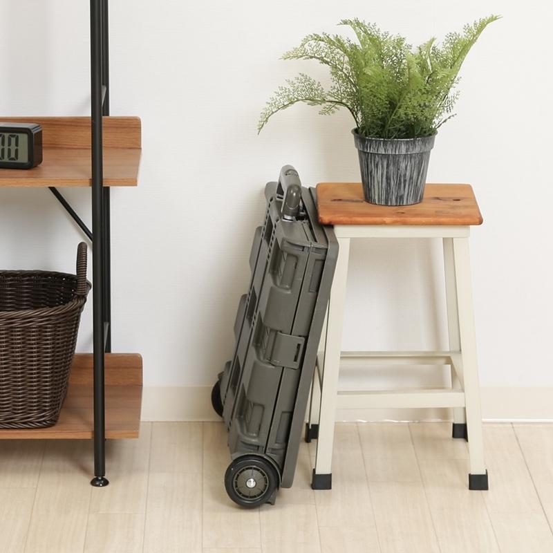 3個セット まとめ買い フォールディングキャリーカート Ｌサイズ 蓋付き カーキ 折りたたみ ワゴン キャンプ レジャー アウトドア 耐荷重25kg |  | 05