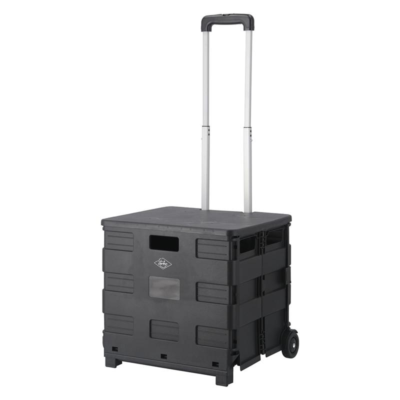 3個セット まとめ買い フォールディングキャリーカート Ｌサイズ 蓋付き ブラック 折りたたみ ワゴン キャンプ レジャー アウトドア 耐荷重25kg | 