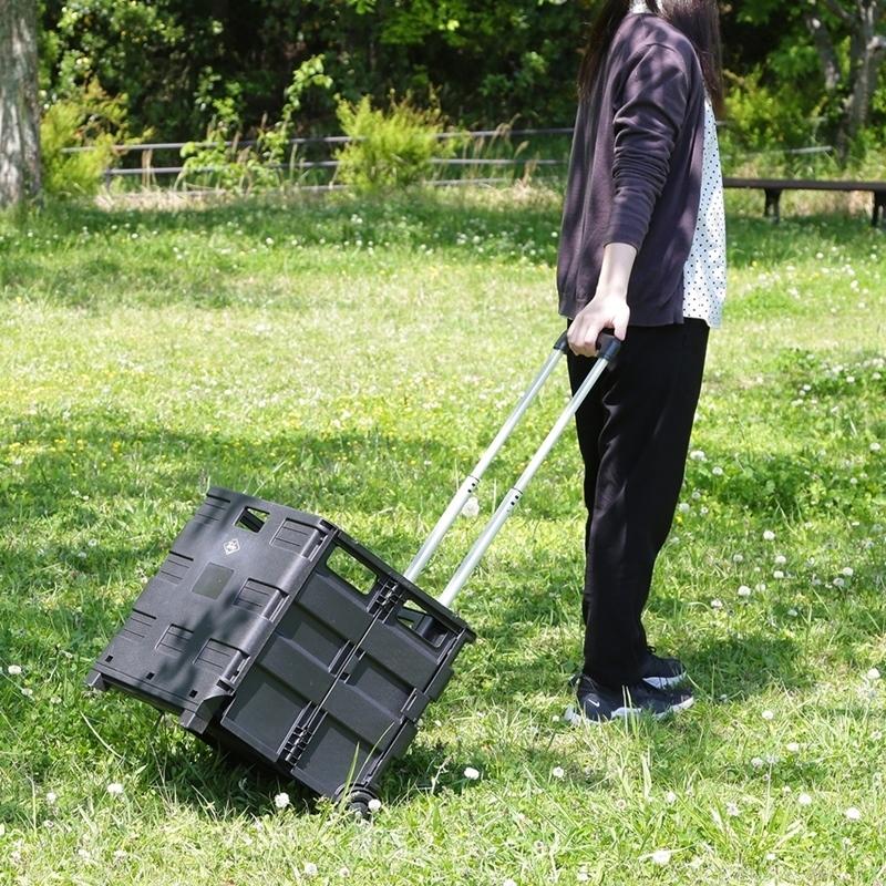 3個セット まとめ買い フォールディングキャリーカート Ｌサイズ 蓋付き ブラック 折りたたみ ワゴン キャンプ レジャー アウトドア 耐荷重25kg |  | 06