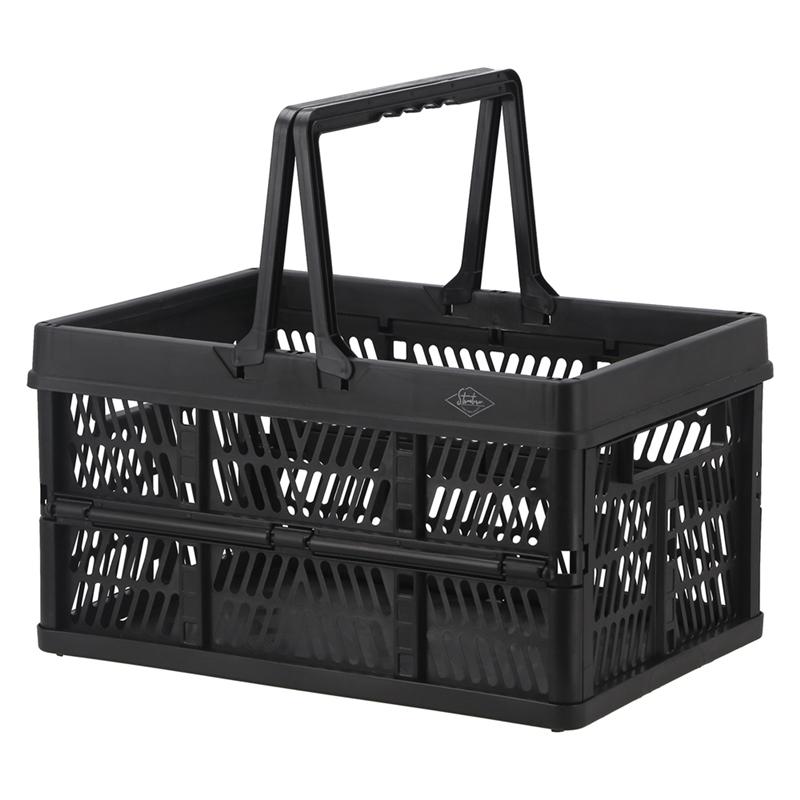 6個セット まとめ買い 折りたたみコンテナ Lサイズ ブラック 収納ボックス 収納ケース キャンプ 屋外 屋内 アウトドア 折り畳み 段積み 積み重ね スタッキング | 