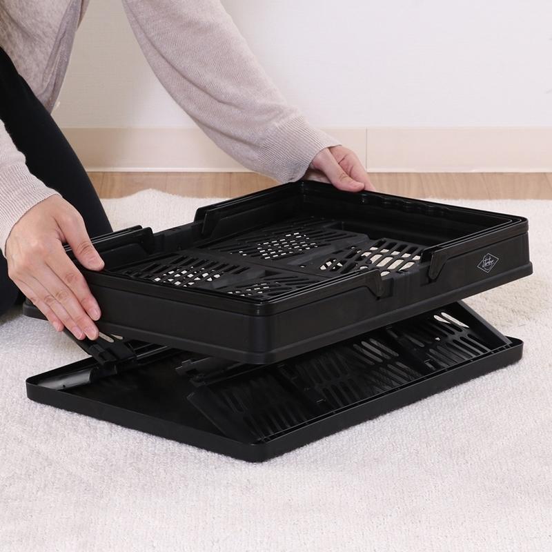 6個セット まとめ買い 折りたたみコンテナ Lサイズ ブラック 収納ボックス 収納ケース キャンプ 屋外 屋内 アウトドア 折り畳み 段積み 積み重ね スタッキング |  | 05