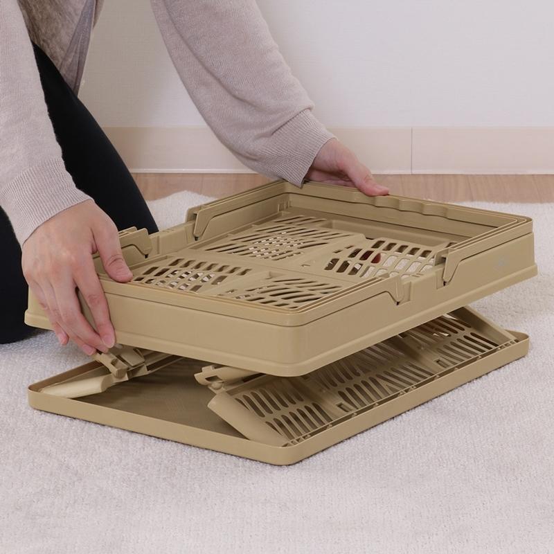 6個セット まとめ買い 折りたたみコンテナ Lサイズ ベージュ 収納ボックス 収納ケース キャンプ 屋外 屋内 アウトドア 折り畳み 段積み 積み重ね スタッキング |  | 05