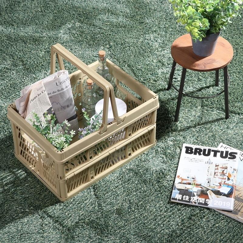 6個セット まとめ買い 折りたたみコンテナ Lサイズ ベージュ 収納ボックス 収納ケース キャンプ 屋外 屋内 アウトドア 折り畳み 段積み 積み重ね スタッキング |  | 06