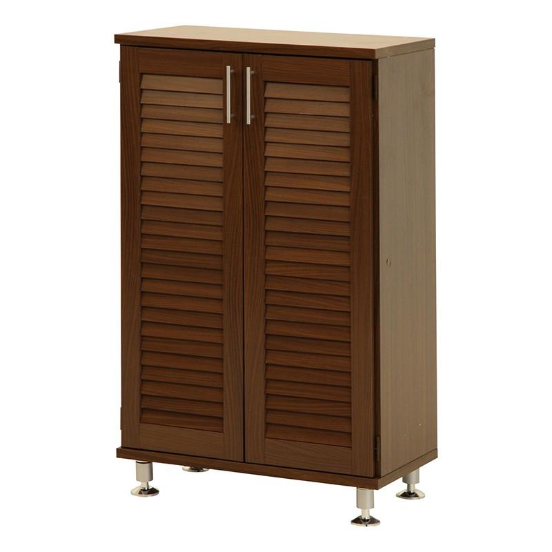 ルーバーシューズボックス 幅60cm ブラウン シューズラック 大容量