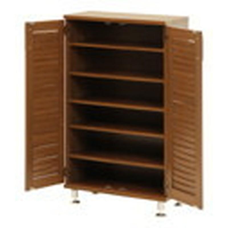 ルーバーシューズボックス 幅60cm ブラウン シューズラック 大容量