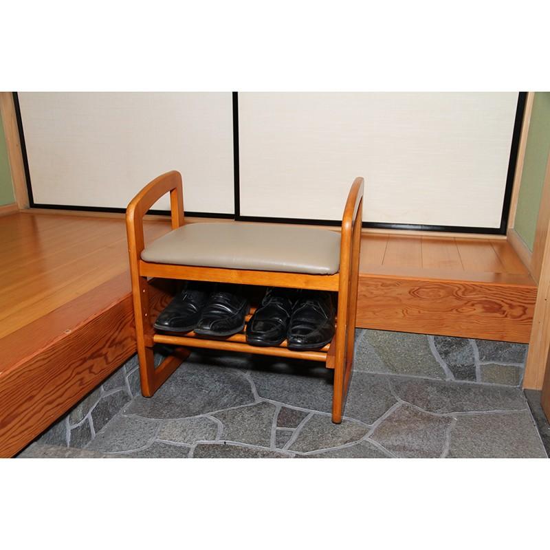 サポートチェアー スツール 木製 玄関イス 腰掛け ベンチシューズラック ローチェア  高さ調整 肘掛け付き チェアー いす シンプル モダン お |  | 05