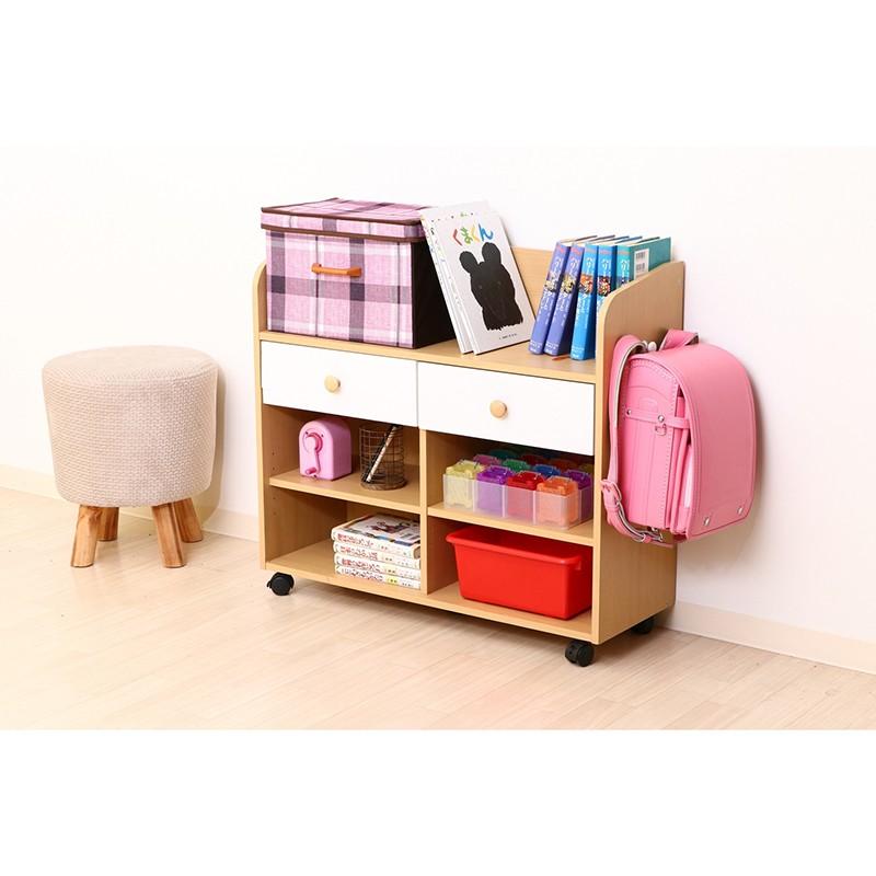 ランドセルラック 入学準備 キャスター付き キッズラック 2人用 幅82cm ランドセル 収納 木製 キャスター キッズ 子供 ラック 本棚 子ども こども リビング |  | 06